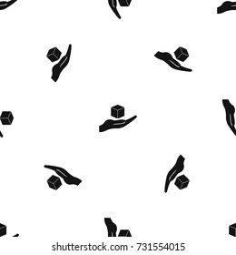 Cube 3d model pattern repeat seamless in black color for any design. Vector geometric illustration