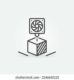 Cube 3D Printing vector concept icon or symbol in thin line style