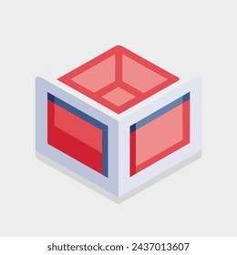 Cube 3d shape isolated flat vector illustration