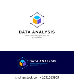 Cube abstract logo design. Vector data analysis company symbol