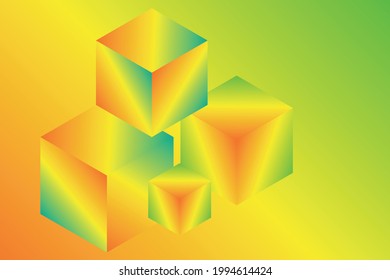 Cube Abstract Yellow and Green Combination Colors Background Good for Business or Education Presentation