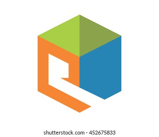 cube alphabet Q abstract typography typeset font image vector icon symbol