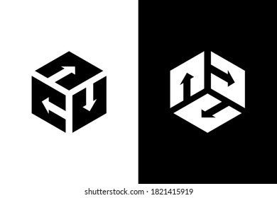 Cube with arrow for design concept. Very suitable in various business purposes, also for icon, logo symbol and many more.