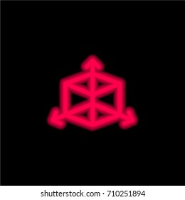 Cube with arrows red glowing neon ui ux icon. Glowing sign logo vector