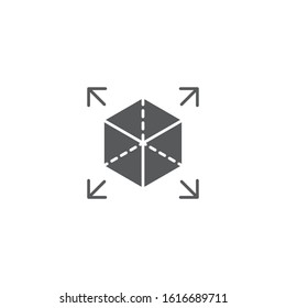 Cube with arrows vector icon symbol isolated on white background