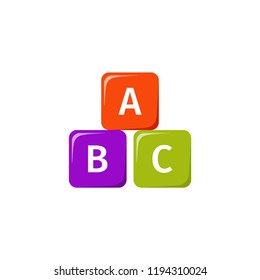 Cube baby toy. Vector. Kid toys icon isolated on white background in flat design. Cartoon illustration.