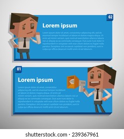 Cube banner with cube people, vector