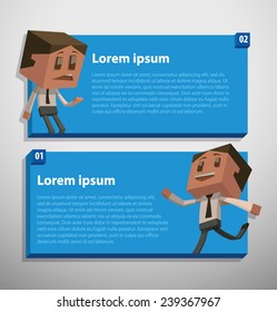 Cube banner with cube people, vector