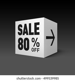 Cube Banner Template for Holiday Sale Event. Eighty Percent off Discount