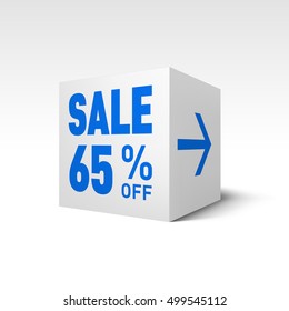 Cube Banner Template. Sixty-five Percent off Discount
