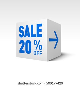 Cube Banner Template. Twenty Percent off Discount
