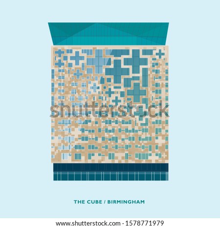The Cube- Birmingham UK - Vector illustration - Isolated - Vector