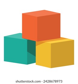 Cube blocks icon cartoon vector. Children building. Shape castle build