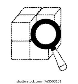 cube with blocks with magnifying glass