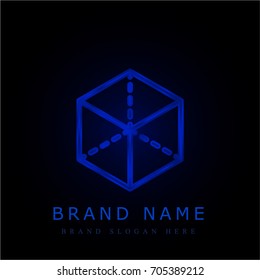 Cube blue chromium metallic logo