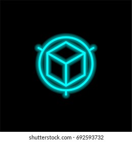 Cube blue glowing neon ui ux icon. Glowing sign logo vector