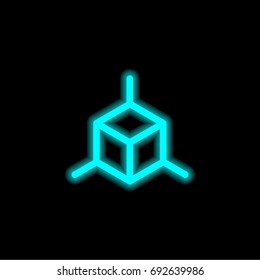 Cube blue glowing neon ui ux icon. Glowing sign logo vector