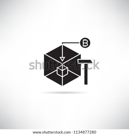 Cube Box Axe Bitcoin Mining Concept Stock Vector Royalty F!   ree - 