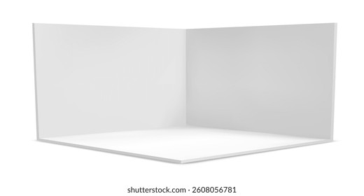 Cube box or corner room cross section in realistic 3D vector. White square box cube or room corner for interior mock up