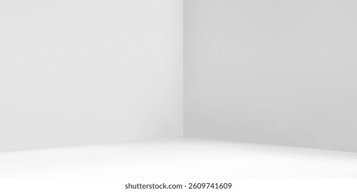 Cube box or corner room cross section in vector realistic 3D. White square box cubes or room corners for interior mock up