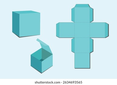 Cube box Cutting Out Template and Mockup EPS Vector