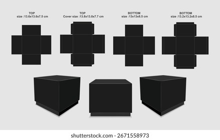 Caja de cubo que corta la Plantilla y el Vector de la maqueta EPS