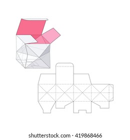 Cube Box with with Die Line Template