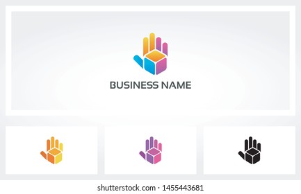 Cube Box Hand Fingers Logo