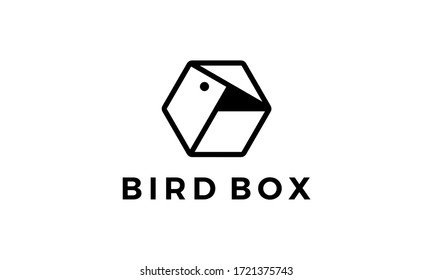 Cube Box Hexagon with Bird Animal Head Face Logo Design Inspiration