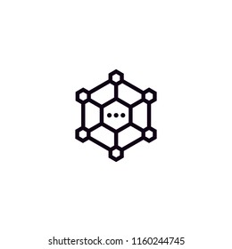 Cube Box Hexagon with Chat Logo Design Inspiration