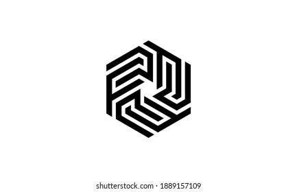 Cube Box Hexagon Initial Letter FC CF Logo Design Inspiration