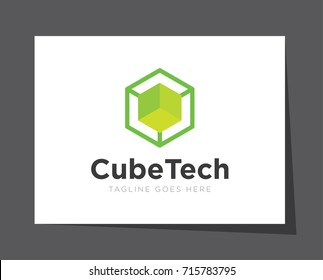 cube box hexagon logo icon vector template