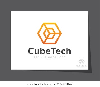 cube box hexagon logo icon vector template