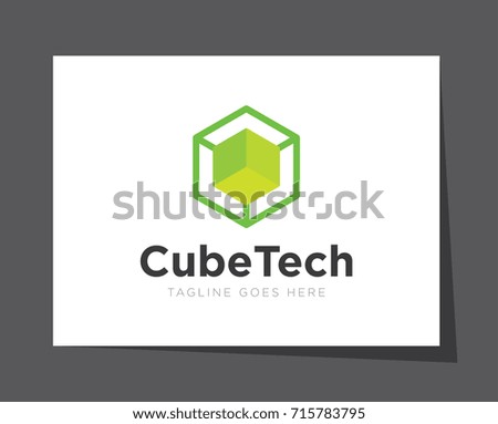 cube box hexagon logo icon vector template