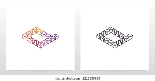 Cube Box Hollow Letter Logo Design Q