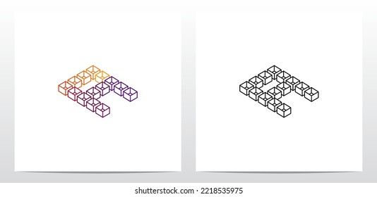 Diseño de logotipo de carta hueca de caja de cubo A