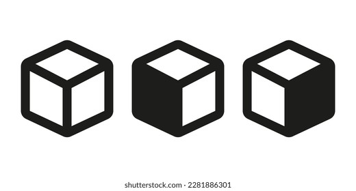 Cube box icon symbol set