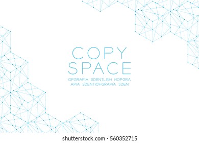 Cube box isometric pattern illustration blue green color, dot outline stroke design isolated on white background, with copy space