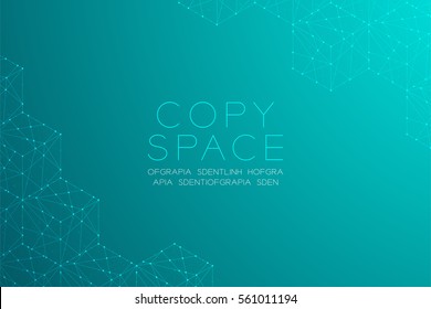 Cube box isometric pattern illustration, dot outline stroke design isolated on blue green gradients background, with copy space