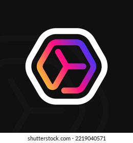 Cube box logo abstract design technology vector template linear style. Logotype concept icon. Hexagon box gradient design.