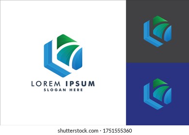 Cube box logo template design vector illustration