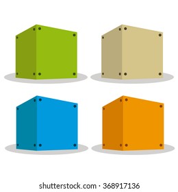 Cube box set in vector.