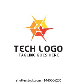 Cube Box Tech Logo For Technology Design With Colorful Style Concept. Digital Logo Company with Modern Digital Box and Hexagon Symbols Concept. Cube Tech Icon for Business, Studio, Network, Internet.