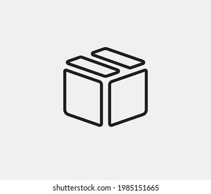 Cube box vector icon. Editable stroke. Symbol in Line Art Style for Design, Presentation, Website or Apps Elements, Logo. Pixel vector graphics - Vector