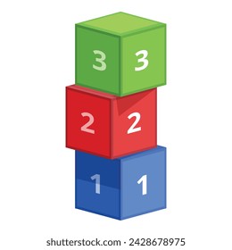 Cube build tower icon cartoon vector. Children playing. Numeral wood