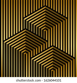 
Cube Building Pattern with Golden Lines