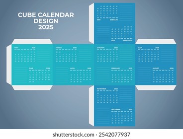 Cube Calendar Design Template For 2025