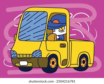 cube car racer illustration with japanese style background