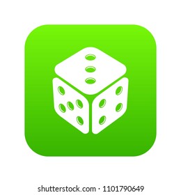 Cube casino icon green vector isolated on white background