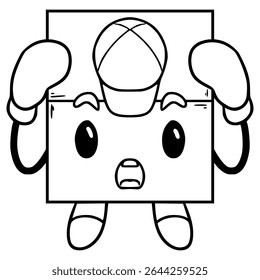 cube character illustration hand drawn outline vector